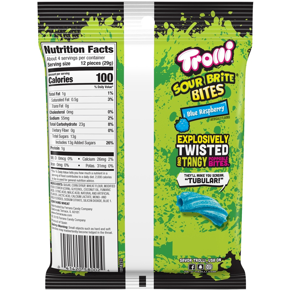 slide 2 of 2, Trolli Sour Brite Bites Blue Raspberry Candy, 1 ct