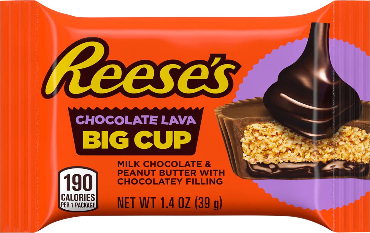 slide 2 of 9, Reese's Big Cup Chocolate Lava Milk Chocolate Peanut Butter Cups, Candy Pack, 1.4 oz, 1.4 oz