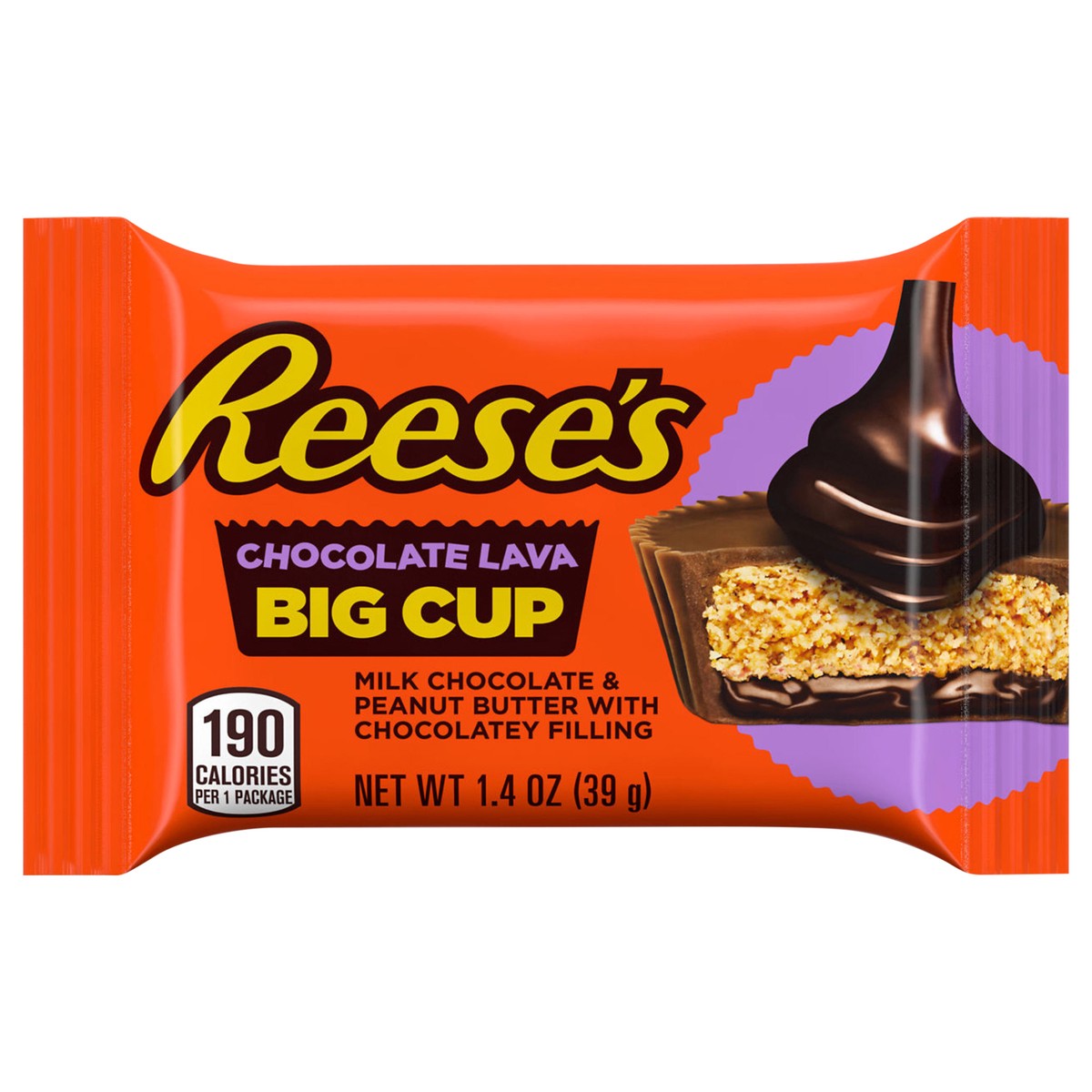 slide 6 of 9, Reese's Big Cup Chocolate Lava Milk Chocolate Peanut Butter Cups, Candy Pack, 1.4 oz, 1.4 oz