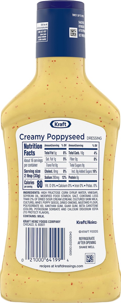 slide 8 of 9, Kraft Creamy Poppyseed Salad Dressing, 16 fl oz Bottle, 16 fl oz
