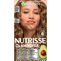 Garnier 0% Ammonia Nourishing Hair Color For Curls, Cr6 Glossy Golden Brown, 1 Kit