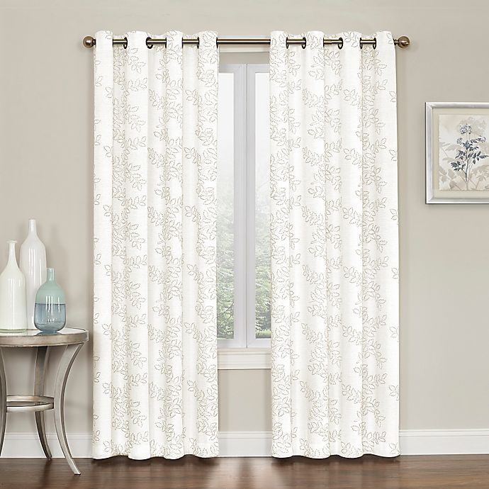 slide 1 of 1, Brielle Embroidery Grommet Top Window Curtain Panel - Natural, 84 in