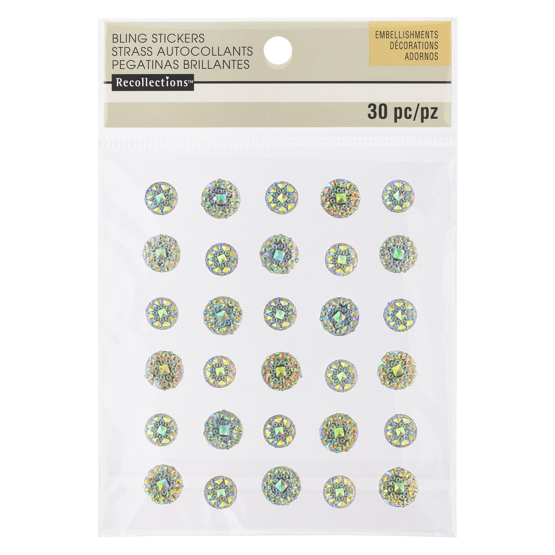 slide 3 of 3, Iridescent Rhinestone Stickers By Recollections, 3.75 in x 4.25 in