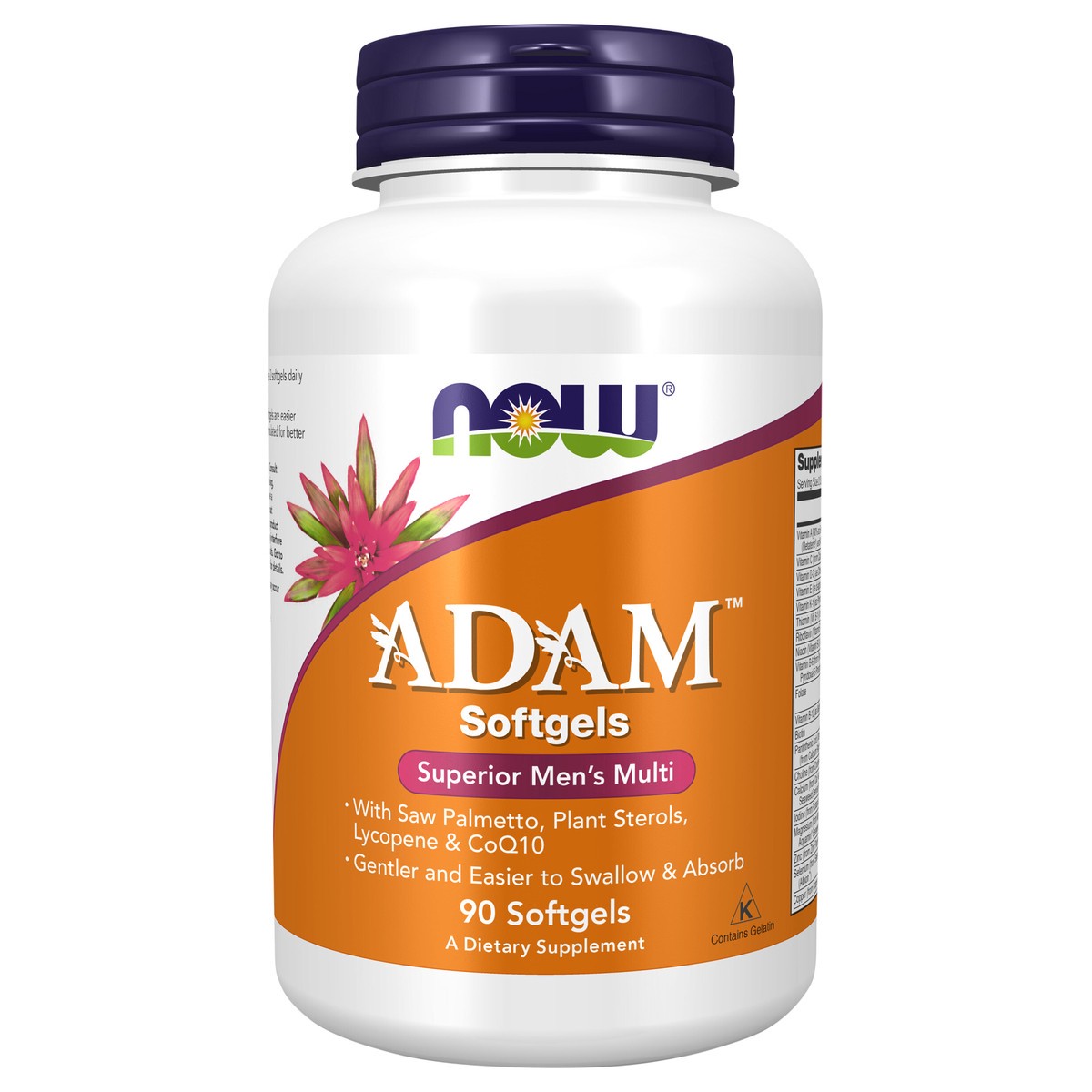 slide 1 of 4, NOW Supplements, ADAM™ Men's Multivitamin with Saw Palmetto, Plant Sterols, Lycopene & CoQ10, 90 Softgels, 90 ct