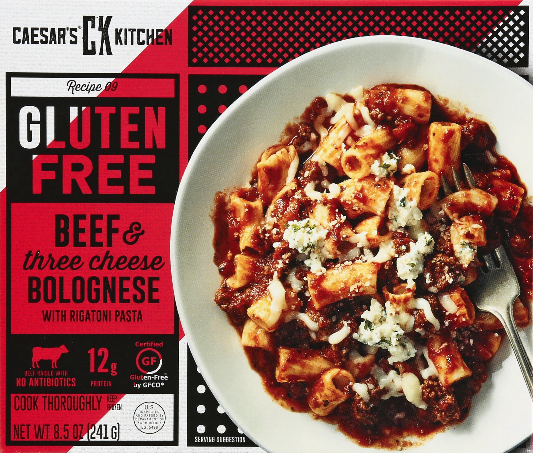 slide 1 of 1, Caesar's Kitchen Gluten Free Gourmet 3 Cheese Herb Rigatoni and Meat Sauce, 8.5 oz