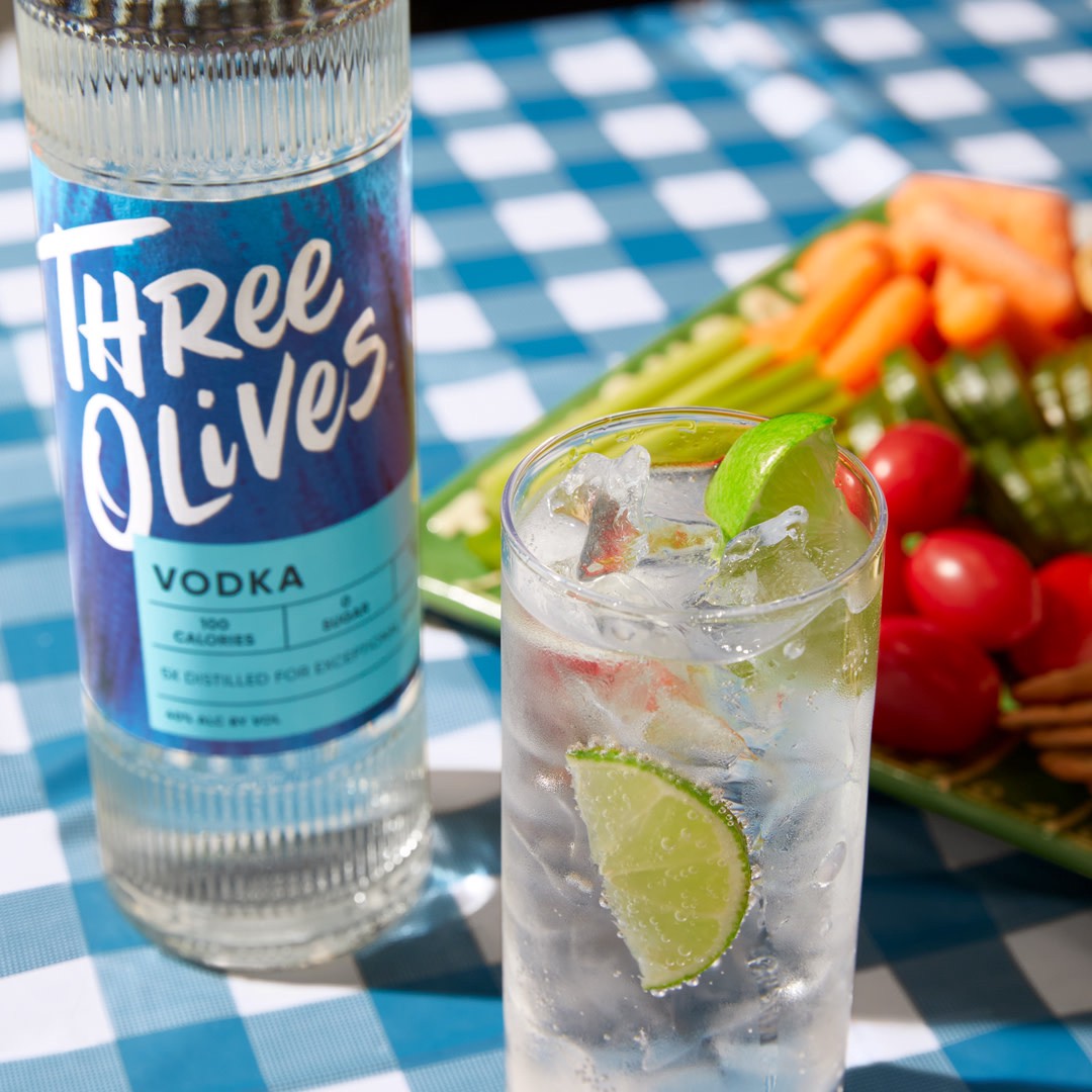 slide 3 of 7, Three Olives Vodka Original 80 Proof (50 ml), 50 ml