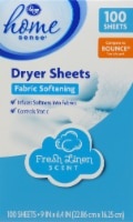 slide 1 of 1, Kroger Home Sense Fresh Linen Scent Dryer Sheets, 100 ct