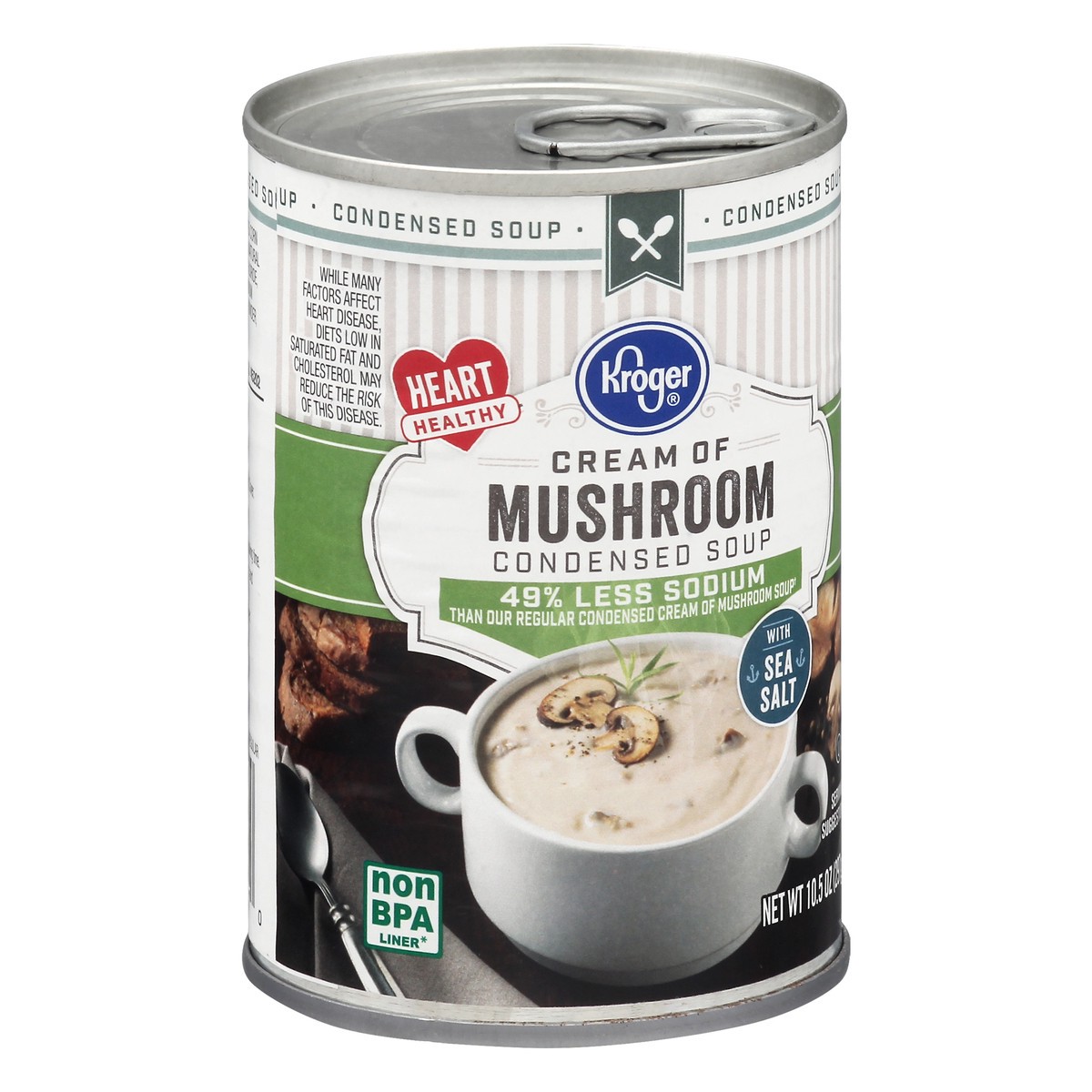 slide 7 of 11, Kroger 49% Less Sodium Cream of Mushroom Condensed Soup, 10.5 oz