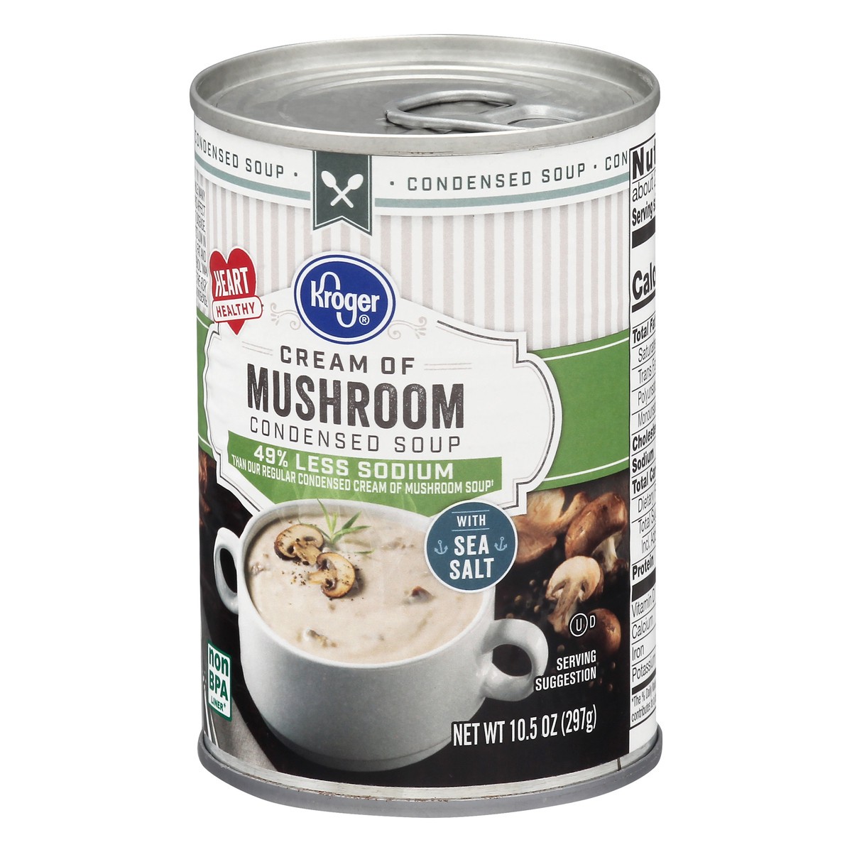 slide 8 of 11, Kroger 49% Less Sodium Cream of Mushroom Condensed Soup, 10.5 oz