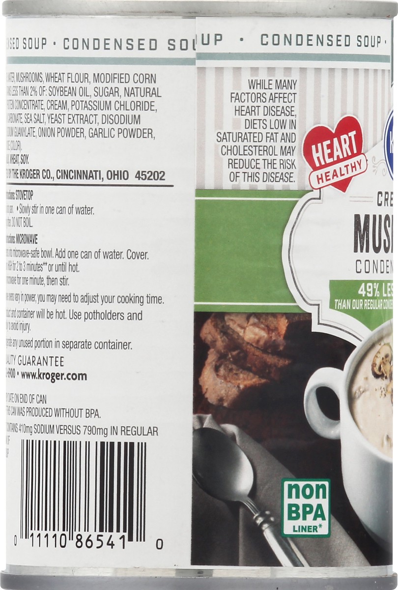 slide 6 of 11, Kroger 49% Less Sodium Cream of Mushroom Condensed Soup, 10.5 oz