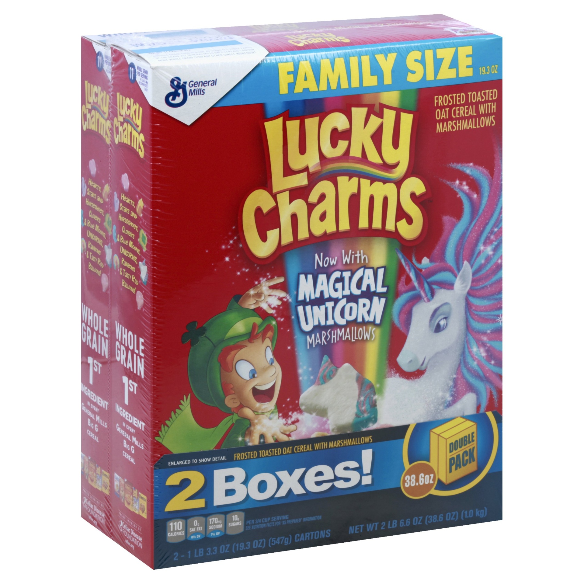 slide 1 of 1, Lucky Charms Cereal 2 ea, 38.6 oz