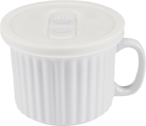 slide 1 of 1, Dash of That Ceramic Soup Mug With Lid - White, 18 oz