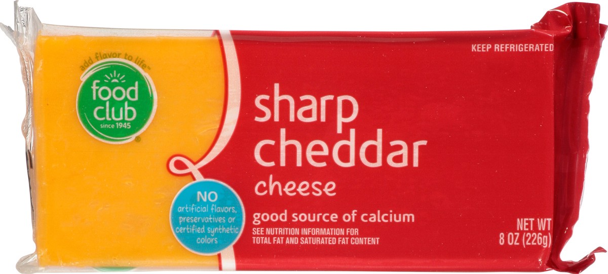 slide 9 of 11, Food Club Sharp Cheddar Cheese, 8 oz