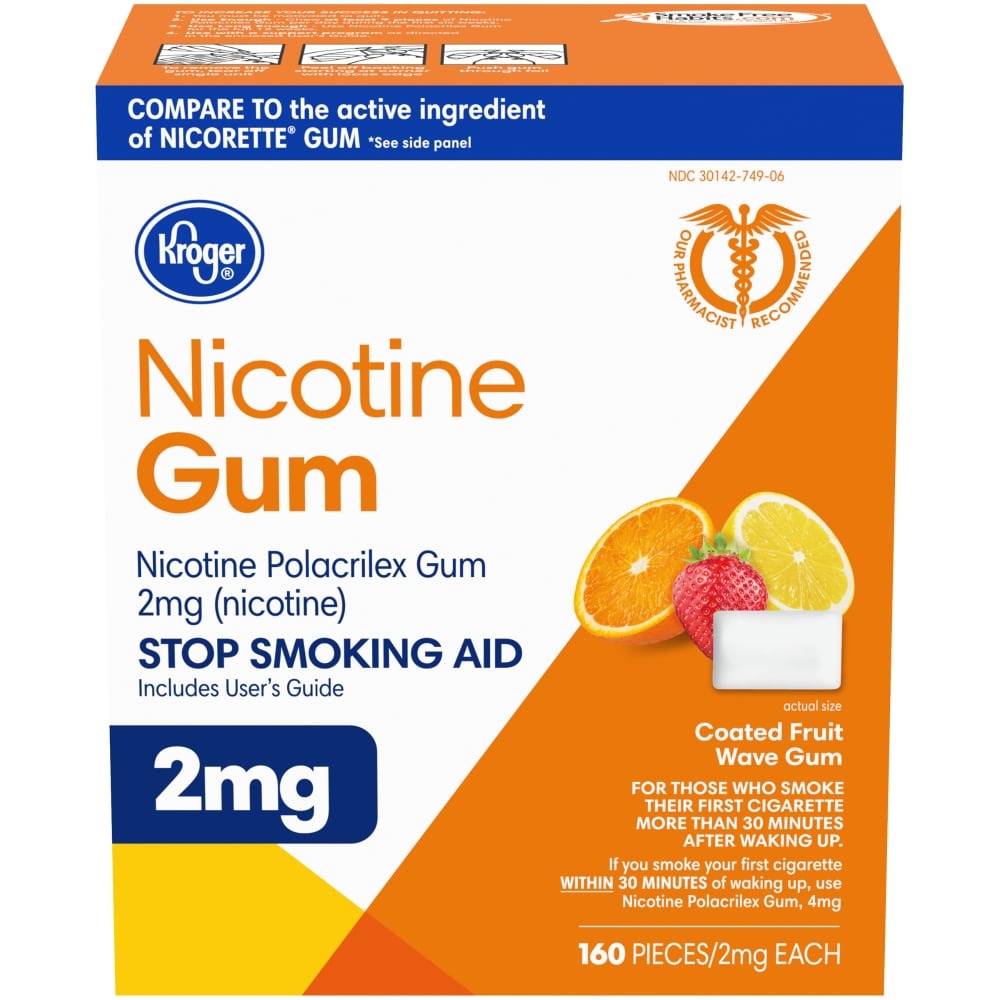 slide 1 of 1, Kroger Fruit Flavored Nicotine Gum 2Mg, 160 ct