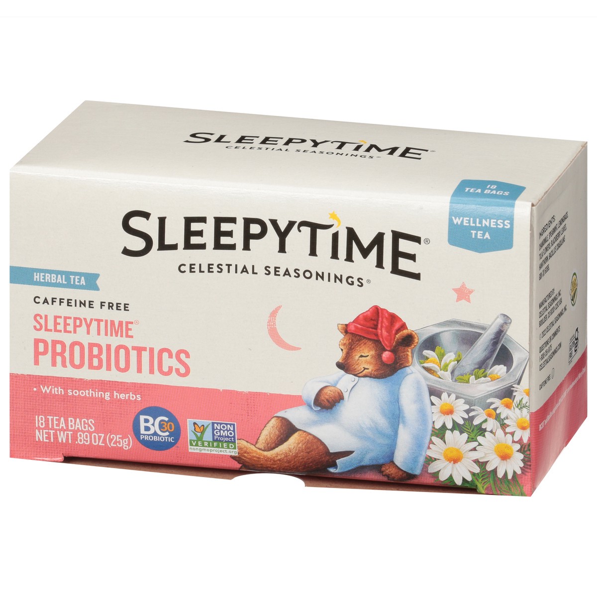 slide 6 of 9, Celestial Seasonings Sleepytime Caffeine Free Probiotics Wellness Tea 18 Tea Bags, 18 ct