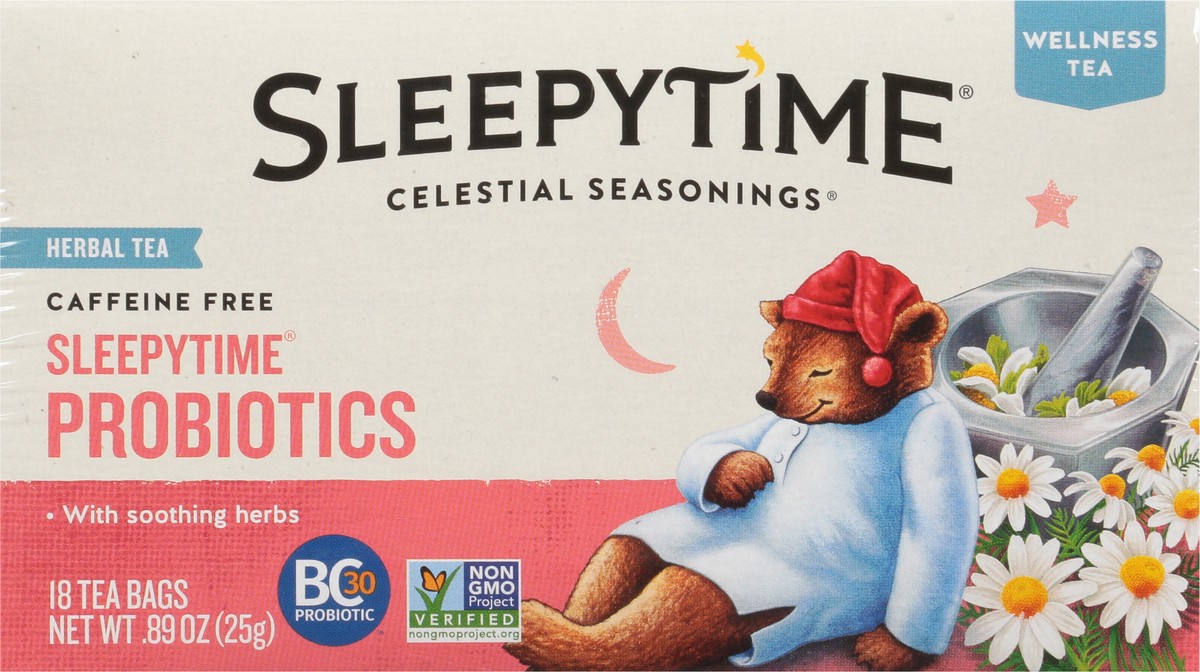 slide 7 of 9, Celestial Seasonings Sleepytime Caffeine Free Probiotics Wellness Tea 18 Tea Bags, 18 ct