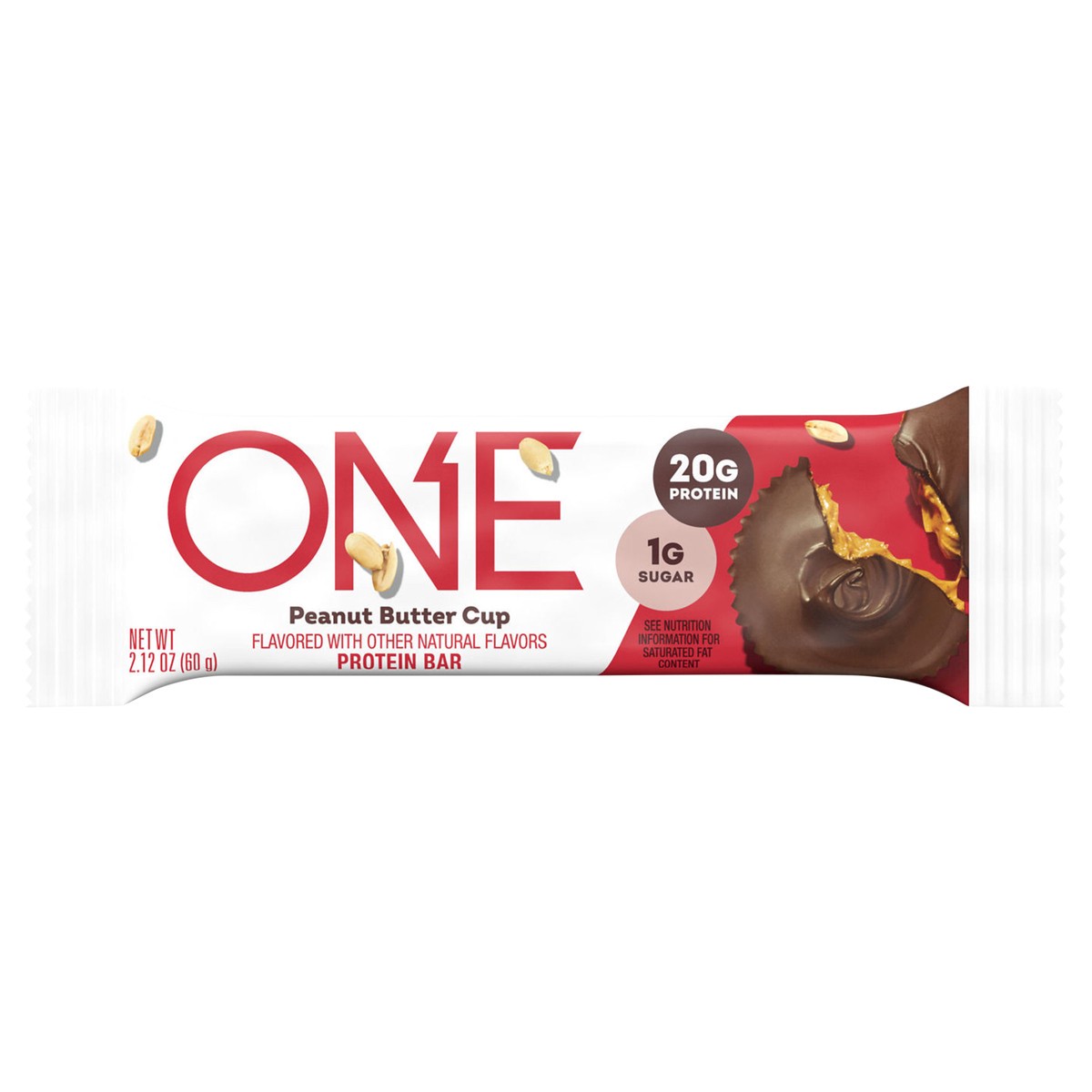 slide 1 of 9, ONE Peanut Butter Cup Flavored Protein Bar, 2.12 oz, 60 gram