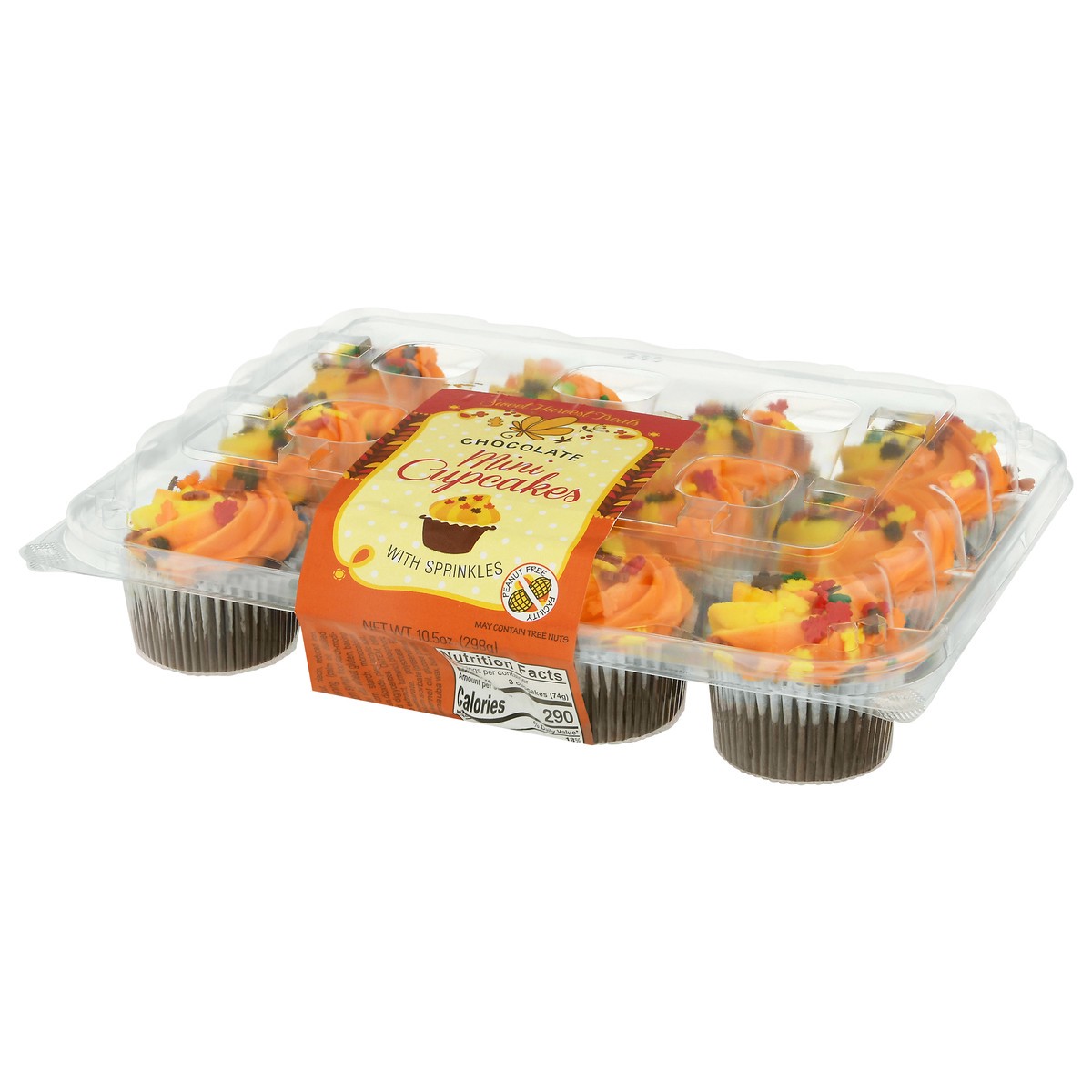 slide 6 of 13, LaBree's Bakery Harvest 12Ct Mini Chocolate Cupcakes, 10.5 oz