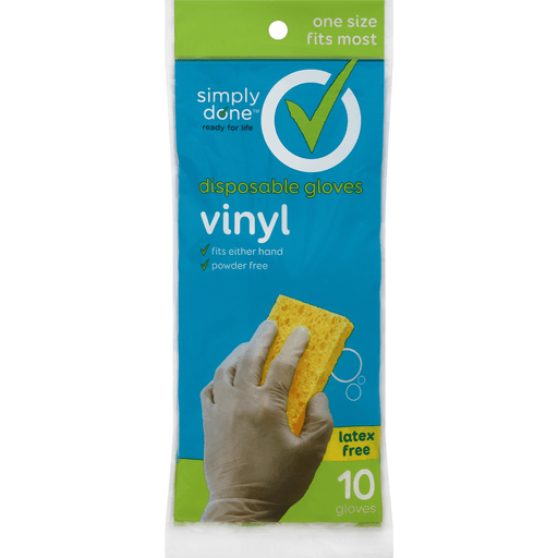 slide 4 of 6, Simply Done Disposable Vinyl Gloves One Size, 10 ct