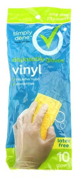 slide 1 of 6, Simply Done Disposable Vinyl Gloves One Size, 10 ct