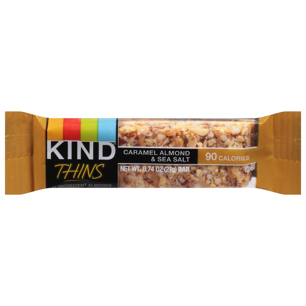 slide 1 of 14, KIND Thins Caramel Sea Salt Bar, 0.74 oz