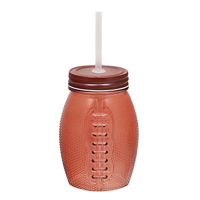 slide 1 of 1, Home Essentials & Beyond Glass Football Sipper with Straw, 20 oz