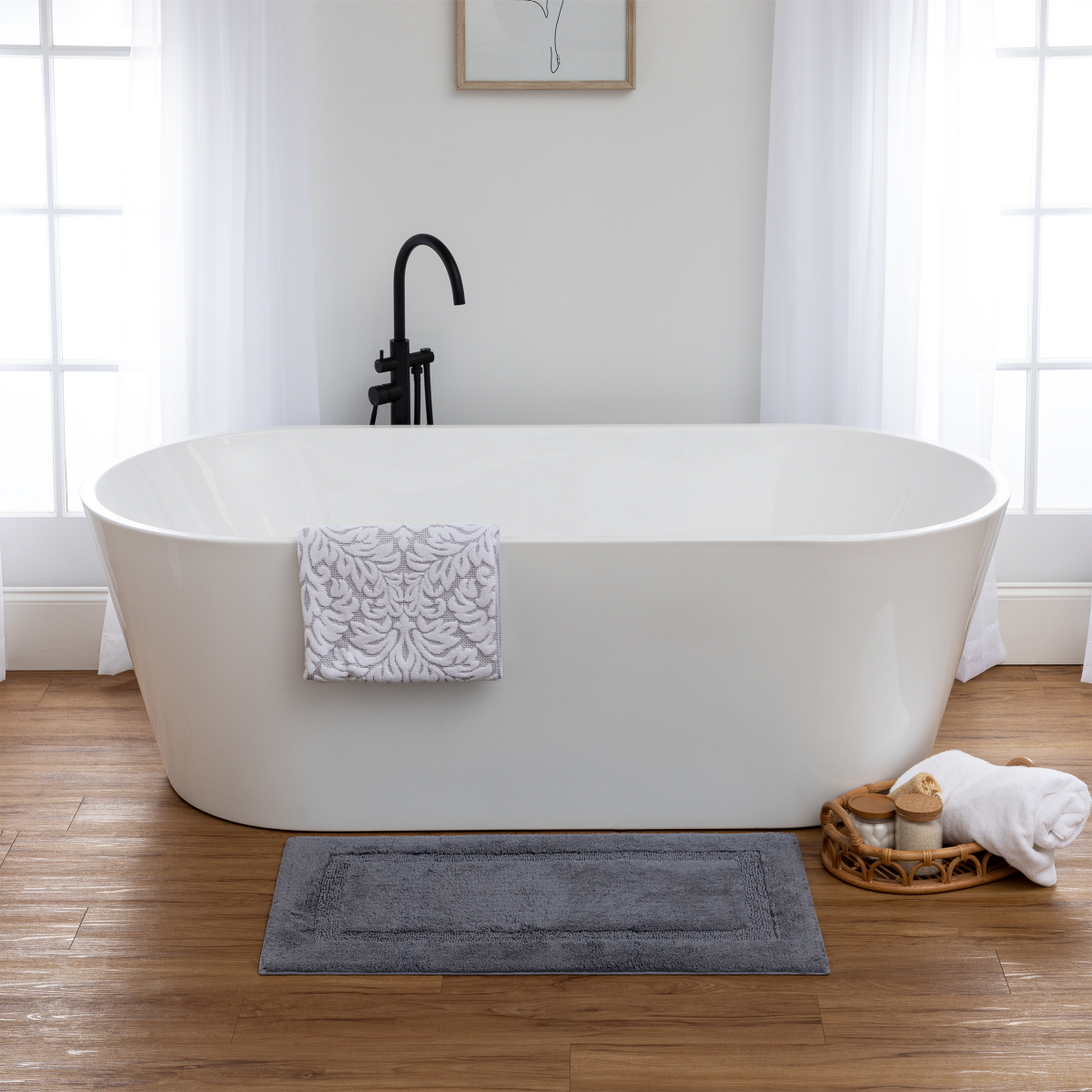 slide 2 of 2, Mohawk Ensuite Cotton Border Bath Rug, 20in x 34in, Quiet Shade, 1 ct