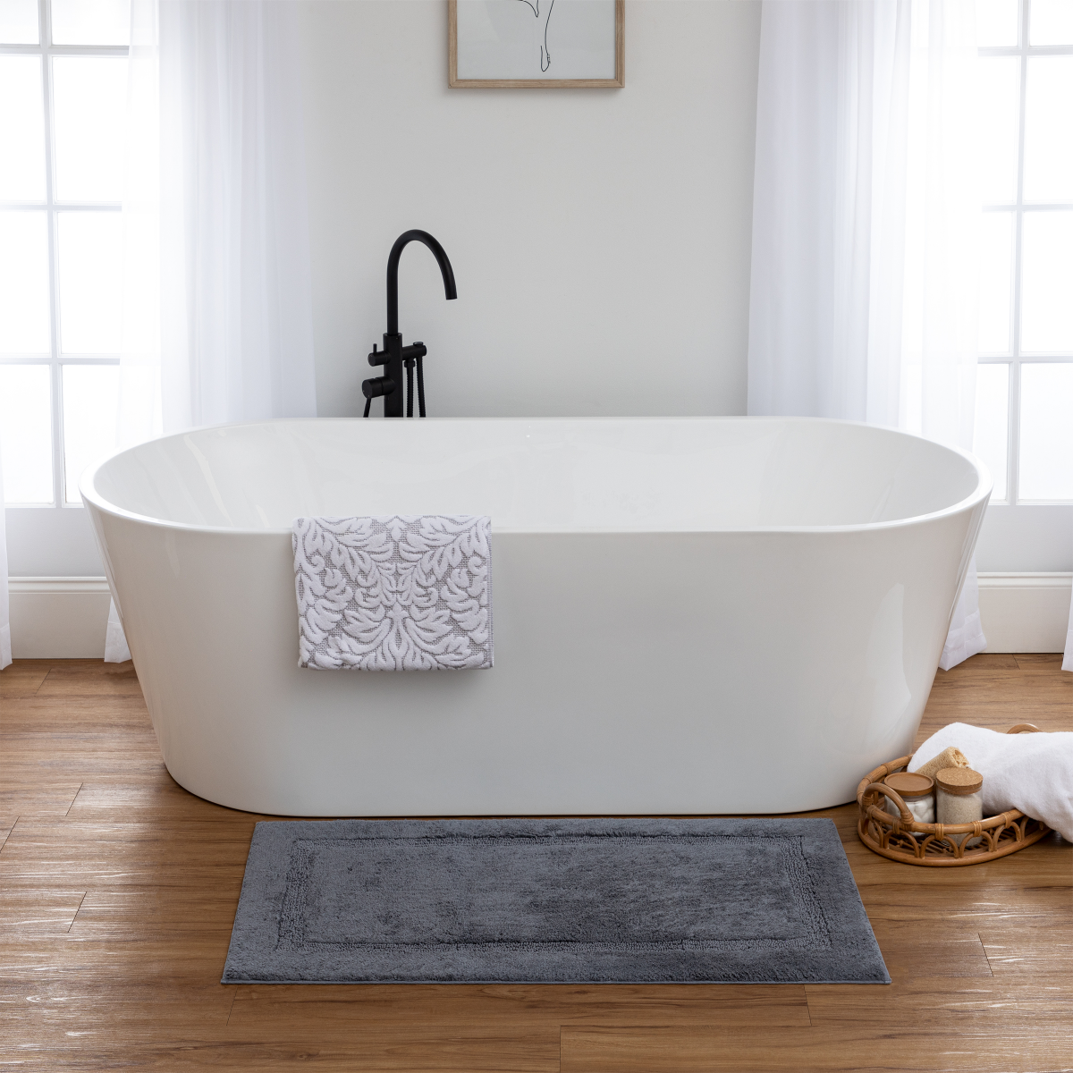 slide 3 of 3, Mohawk Ensuite Cotton Border Bath Rug, 24in x 40in, Quiet Shade, 1 ct