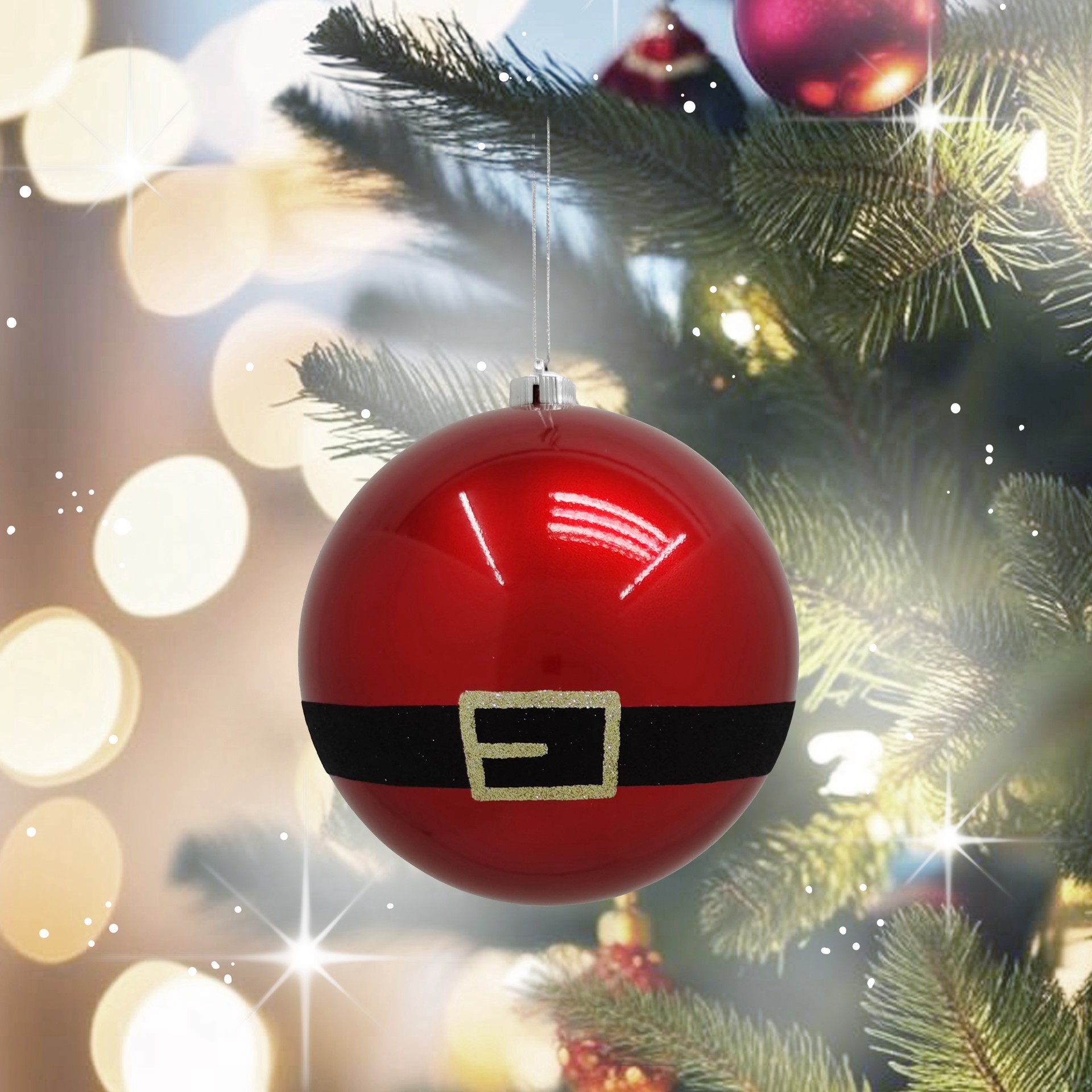 slide 2 of 3, 7.75" Jumbo Red Santa Belt Shatterproof Ball Ornament By Ashland, 7.75 in