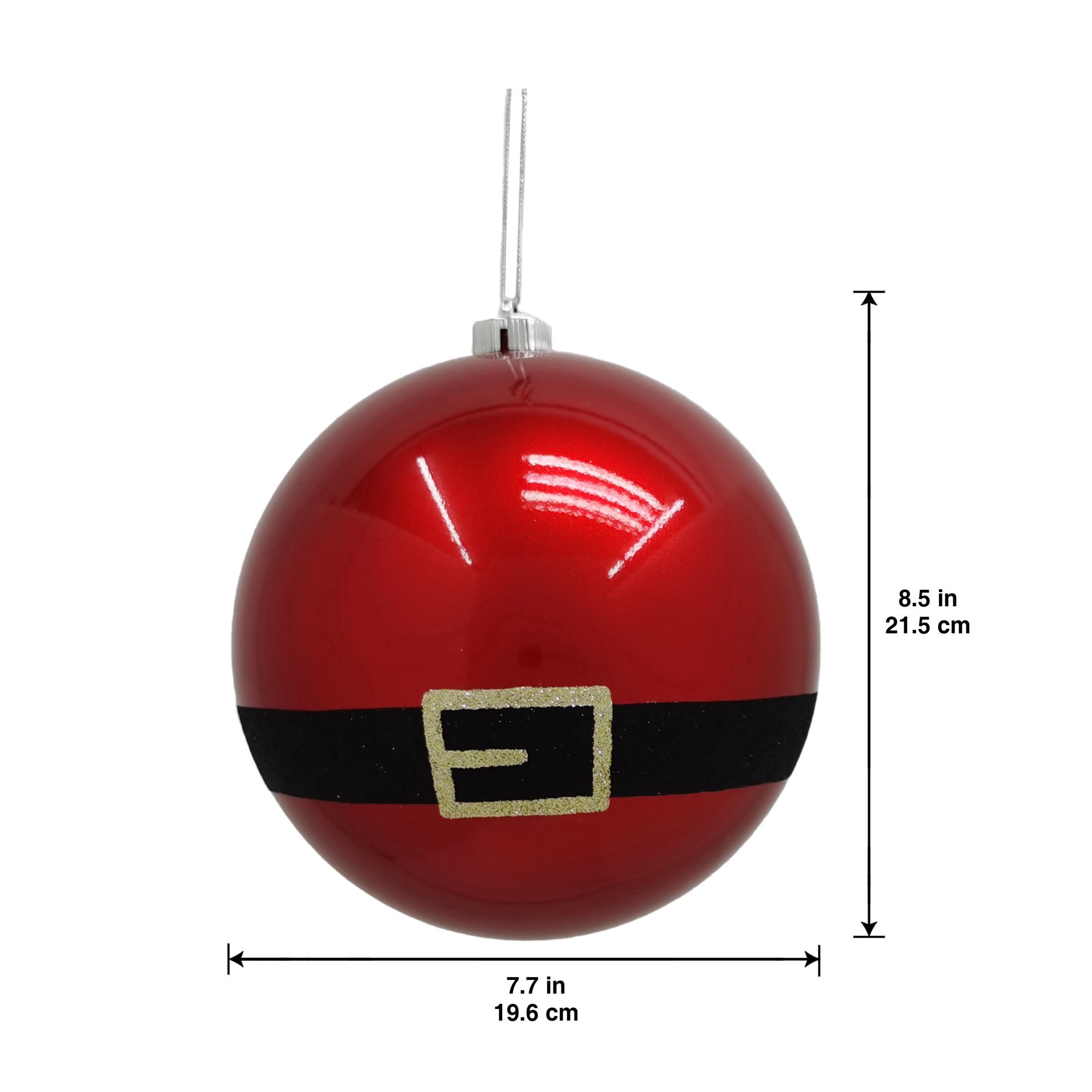 slide 3 of 3, 7.75" Jumbo Red Santa Belt Shatterproof Ball Ornament By Ashland, 7.75 in