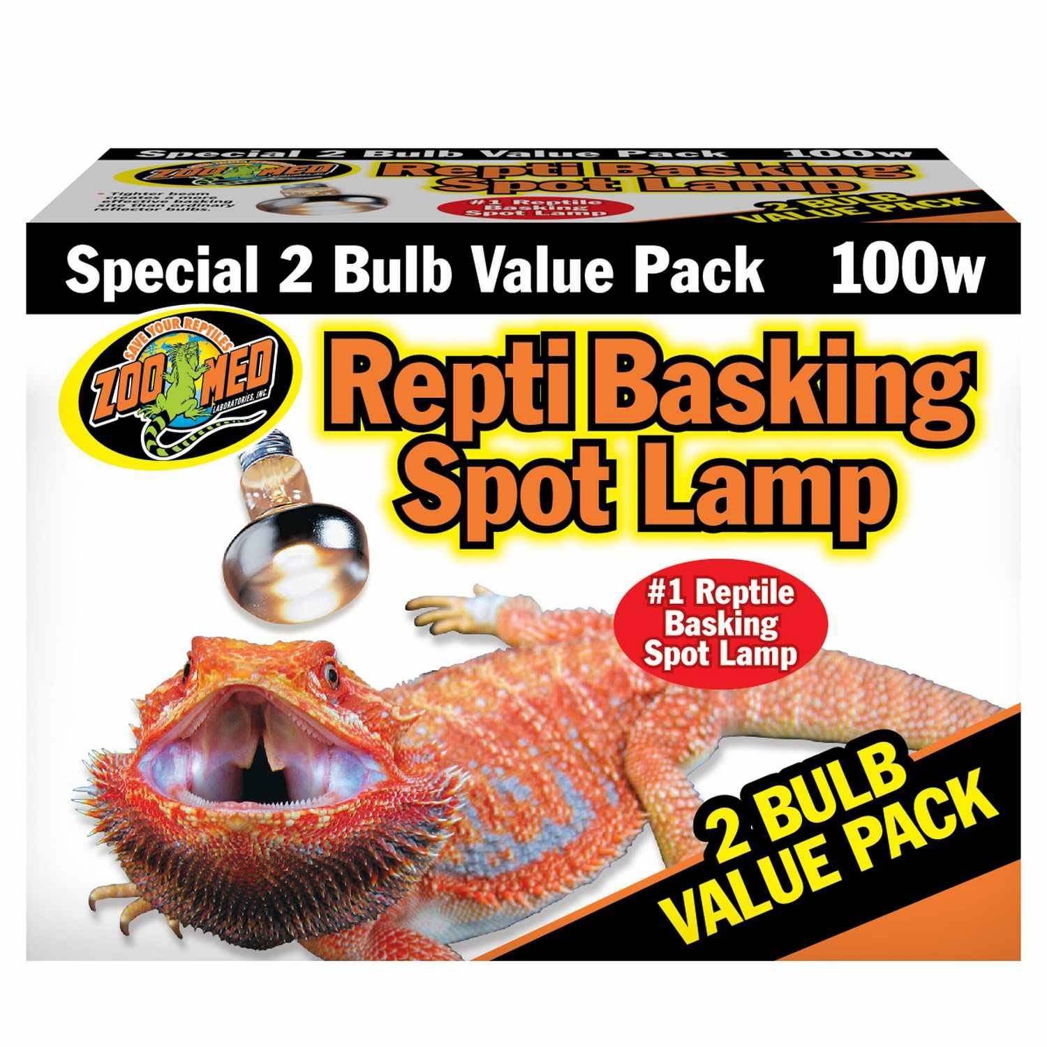 slide 1 of 1, Zoo Med Repti Basking Spot Lamp Value Pack, 100 Watts, 2 ct