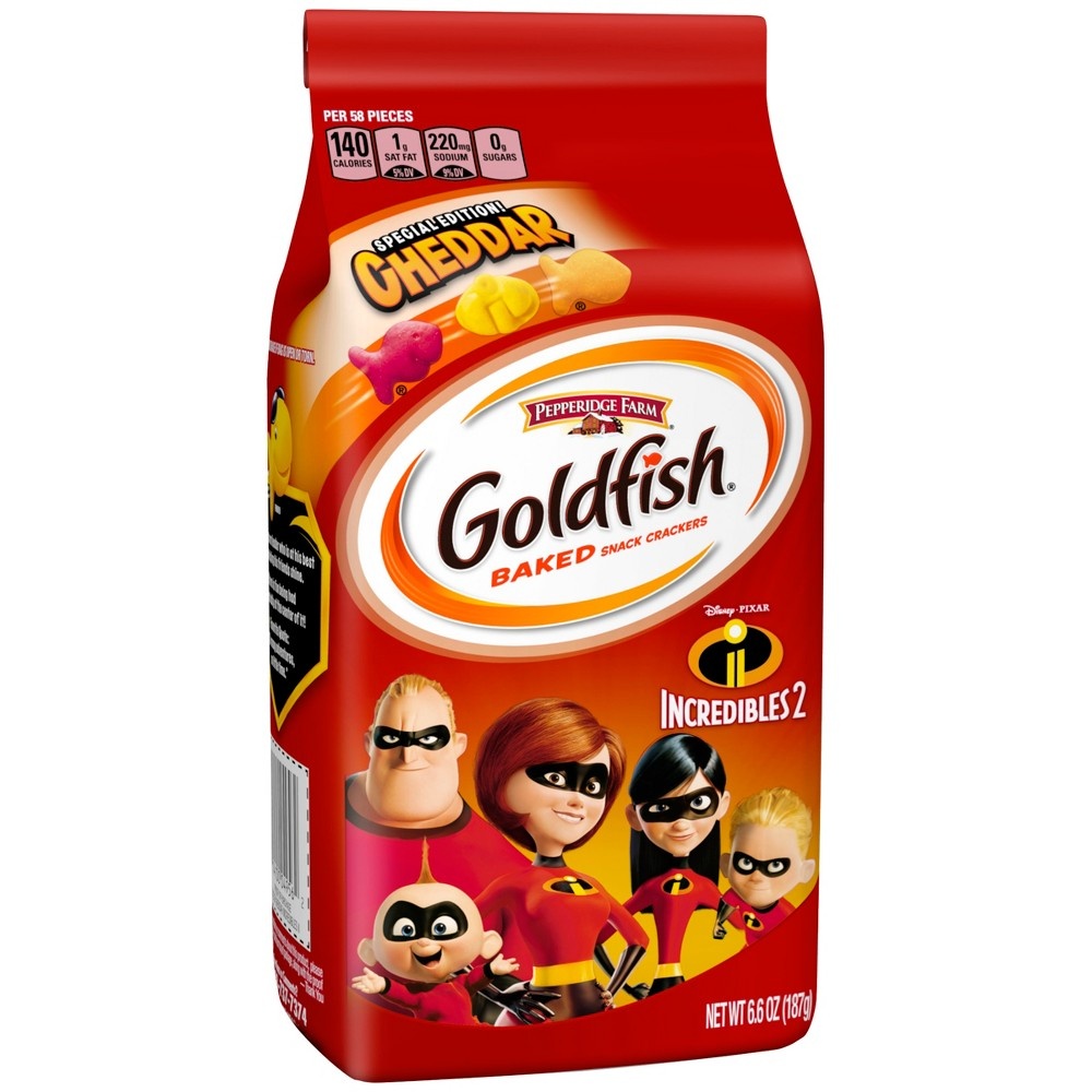 slide 2 of 9, Goldfish Cheddar Baked Snack Crackers Special Edition Incredibles 2, 6.6 oz