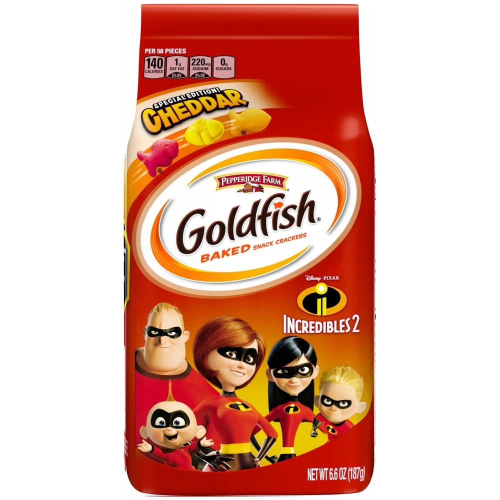 slide 4 of 9, Goldfish Cheddar Baked Snack Crackers Special Edition Incredibles 2, 6.6 oz