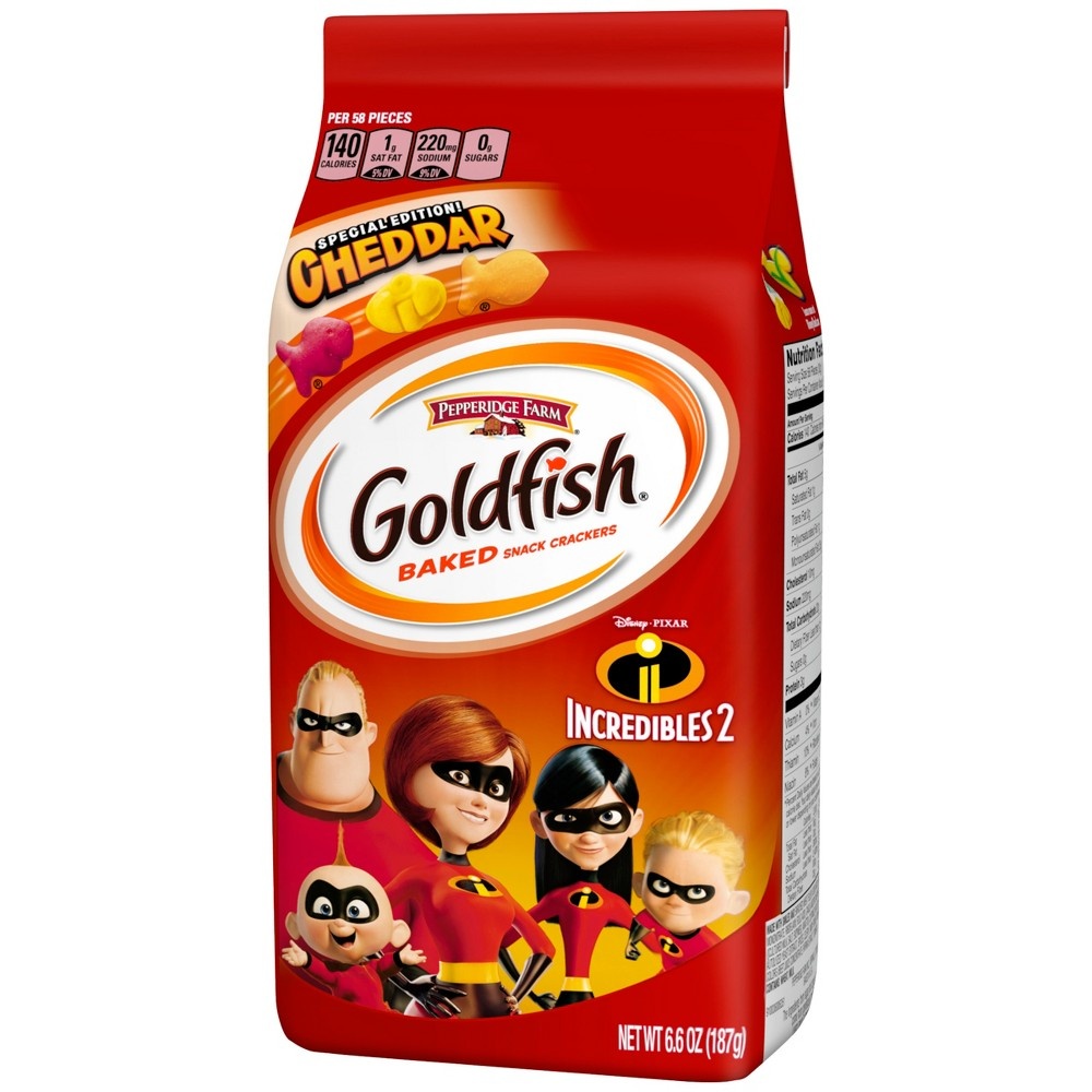 slide 9 of 9, Goldfish Cheddar Baked Snack Crackers Special Edition Incredibles 2, 6.6 oz