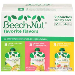 Beech-Nut Stage 2 (6+ Months) Favorite Flavors Veggies/Fruities/Breakfast Variety Pack 9 - 3.5 oz Pouches