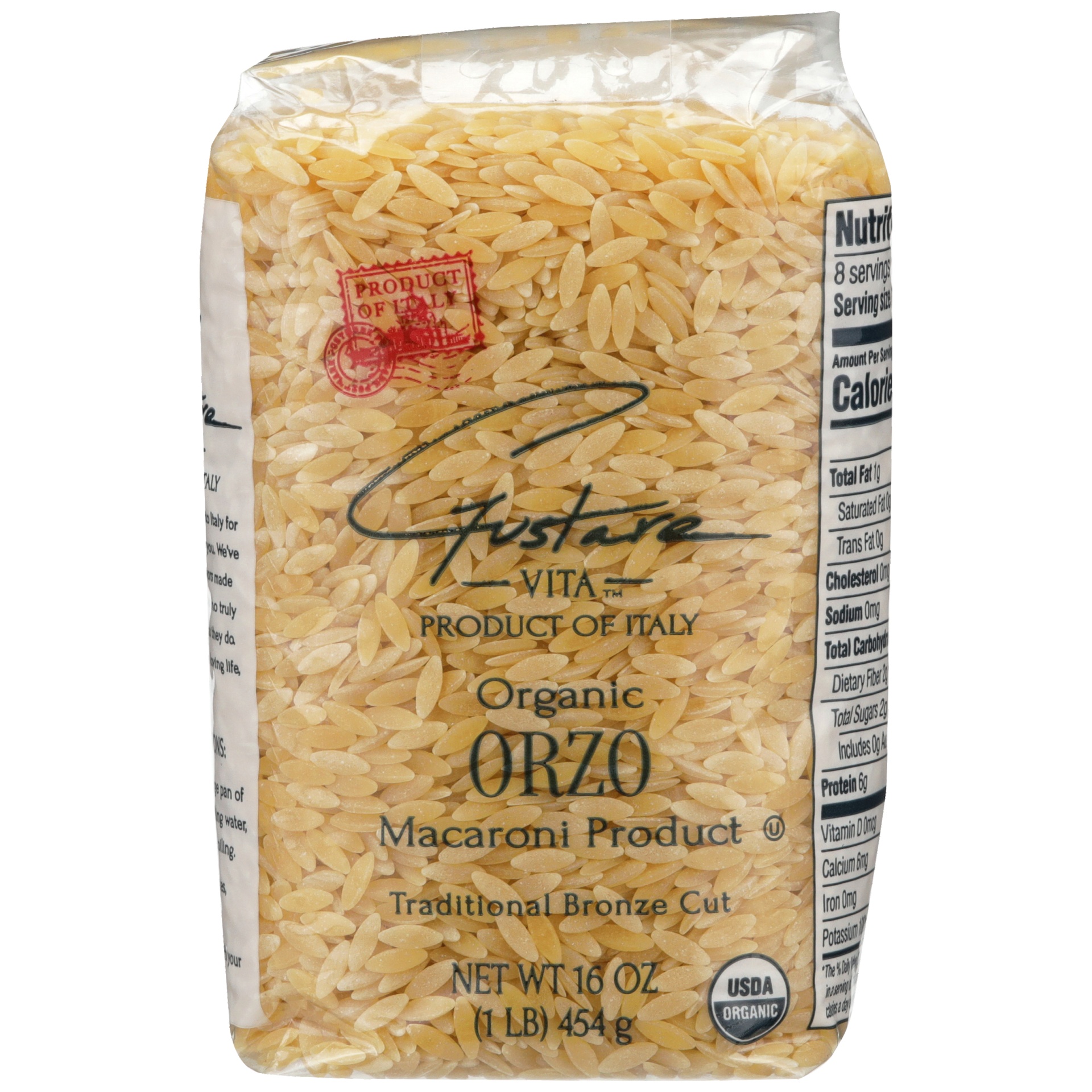 slide 1 of 6, Gustare Vita Traditional Bronze Cut Organic Orzo Macaroni Product, 16 oz