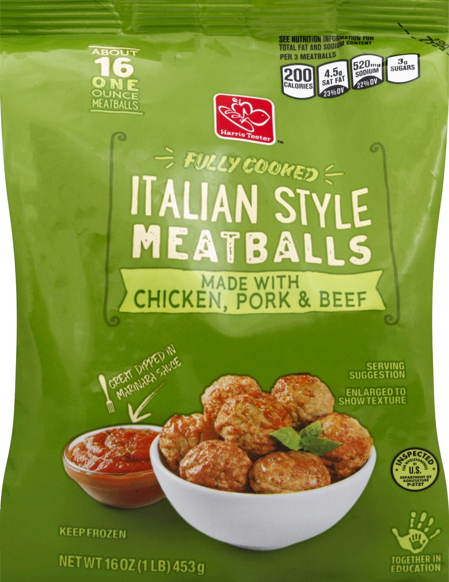 slide 5 of 5, Harris Teeter Italian Meatballs, 16 oz