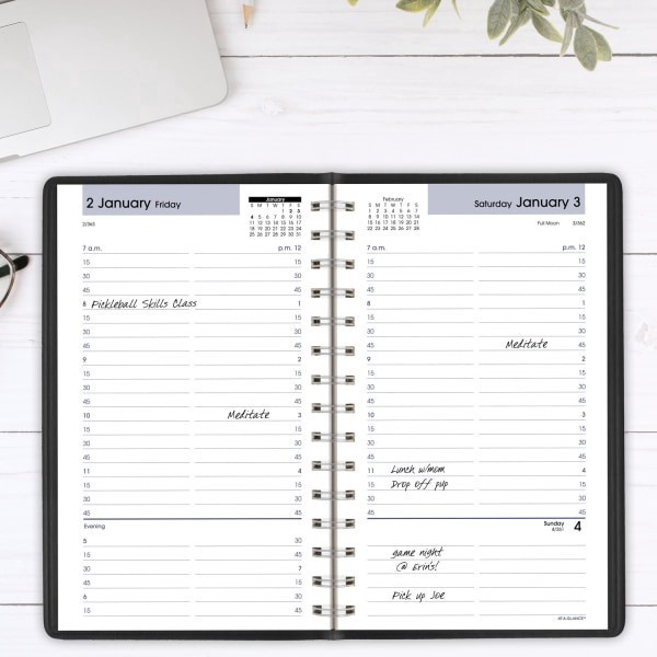 slide 3 of 7, AT-A-GLANCE® DayMinder® 2026 Daily Appointment Book Planner, Black, Small, 5"" x 8"", 1 ct