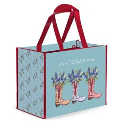 Destination Holiday Extra Large Cowboy Boots & Bluebonnets Reusable Shopping Bag