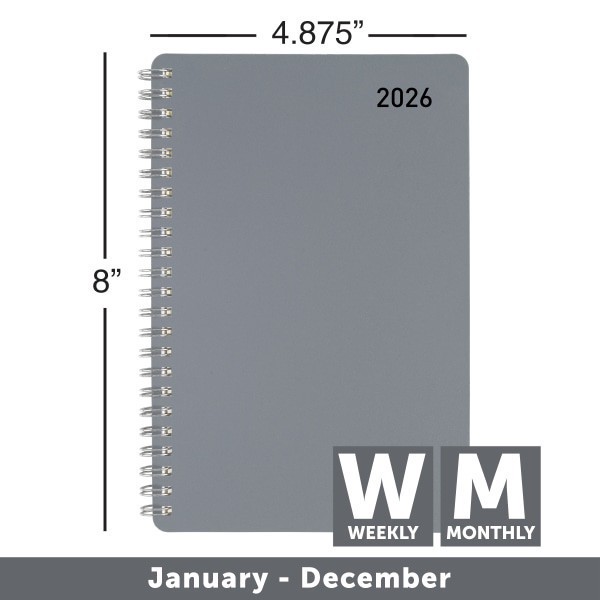 slide 5 of 6, Office Depot Brand Weekly Monthly Appointment Book, 5"" x 8"", Silver, January 2026 to December 2026, OD71033026, 1 ct