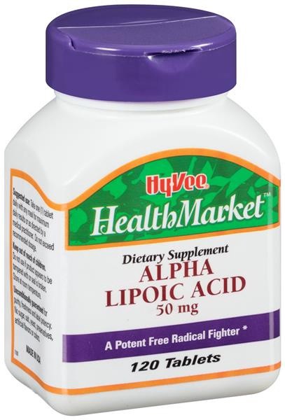 slide 1 of 1, Hy-Vee HealthMarket Alpha Lipoic Acid 50 mg Dietary Supplement Tablets, 120 ct