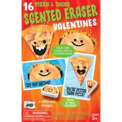Mello Smello Pizza & Tacos Scented Eraser Valentines Cards 1 Set