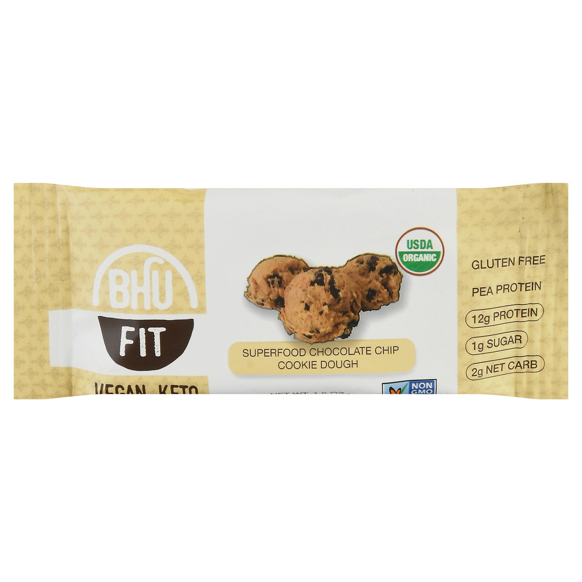 slide 10 of 14, BHU Fit Vegan Superfood Chocolate Chip Cookie Dough Pea Protein Bar 1.6 oz, 1.6 oz