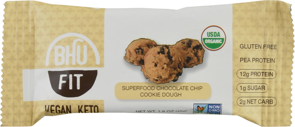 slide 1 of 14, BHU Fit Vegan Superfood Chocolate Chip Cookie Dough Pea Protein Bar 1.6 oz, 1.6 oz