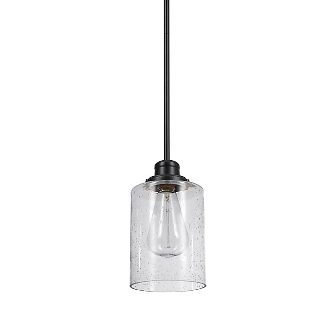 slide 5 of 7, Globe Electric Annecy 1-Light Pendant Light - Dark Bronze with Seeded Glass Shade, 1 ct