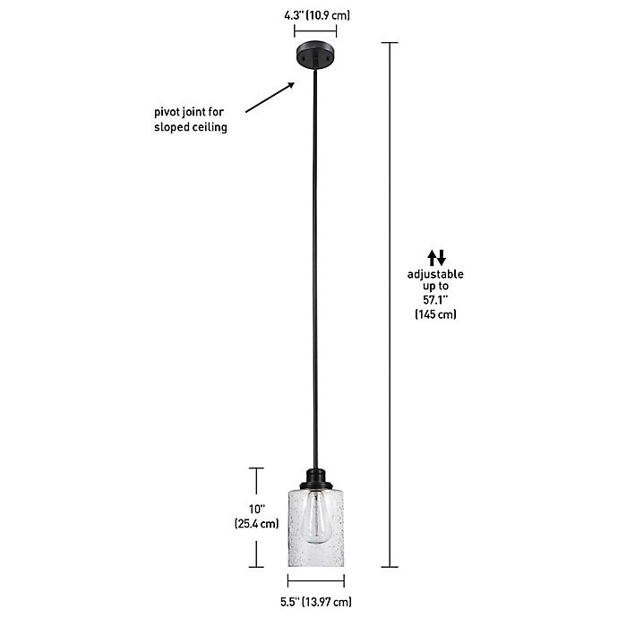 slide 7 of 7, Globe Electric Annecy 1-Light Pendant Light - Dark Bronze with Seeded Glass Shade, 1 ct