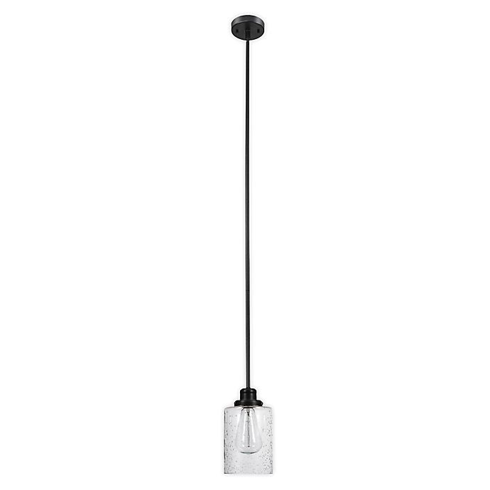 slide 1 of 7, Globe Electric Annecy 1-Light Pendant Light - Dark Bronze with Seeded Glass Shade, 1 ct