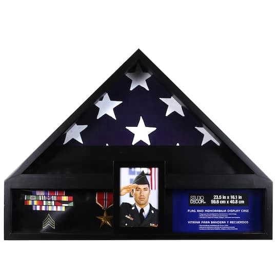 slide 1 of 2, Deluxe Flag Case With Photo Display By Studio Decor, 23.5 in x 16.1 in