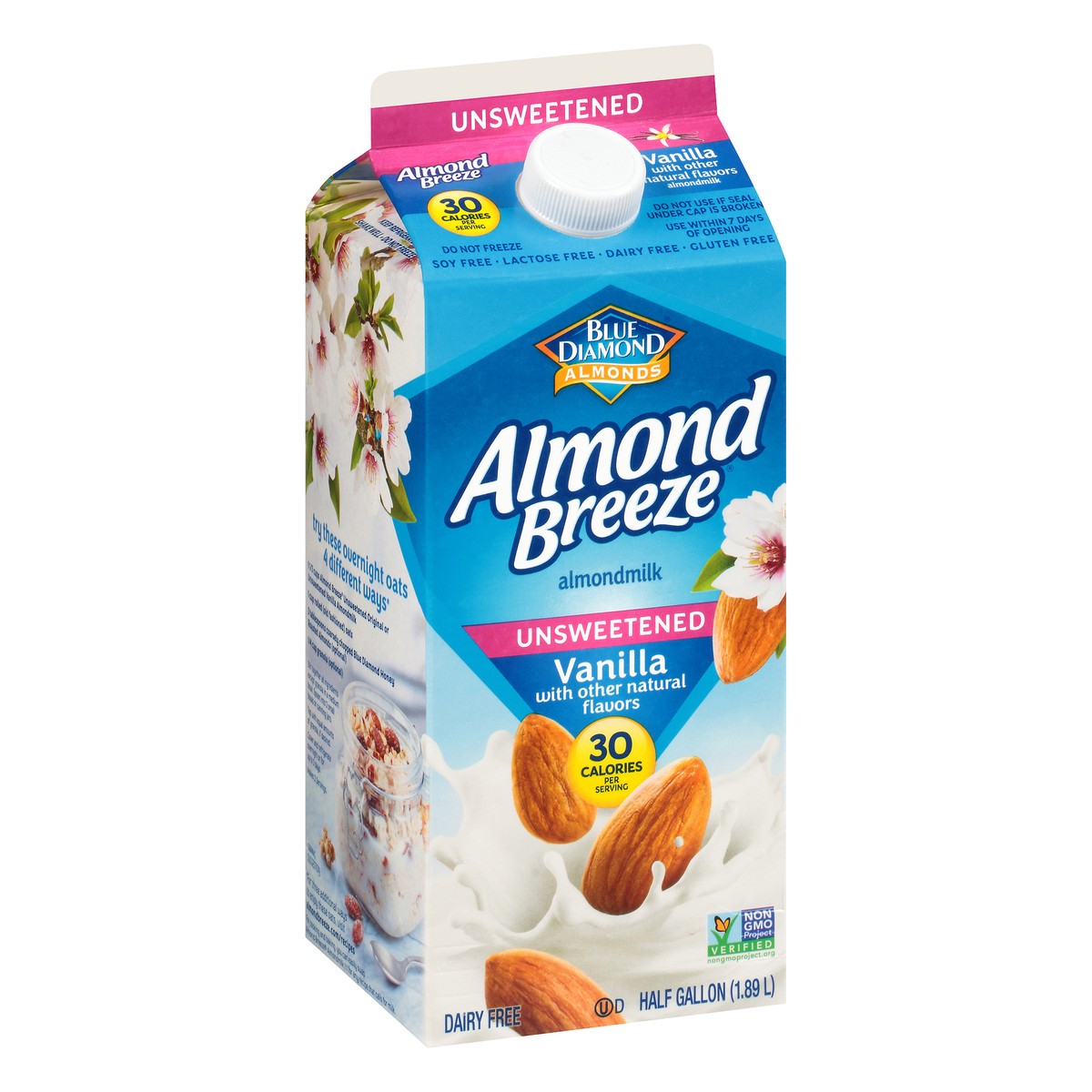 slide 2 of 9, Blue Diamond Almond Breeze Unsweetened Vanilla Almond Milk, 64 fl oz