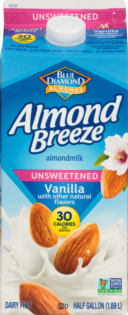 slide 6 of 9, Blue Diamond Almond Breeze Unsweetened Vanilla Almond Milk, 64 fl oz